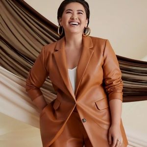 Eloquii Oversized Faux Leather Blazer